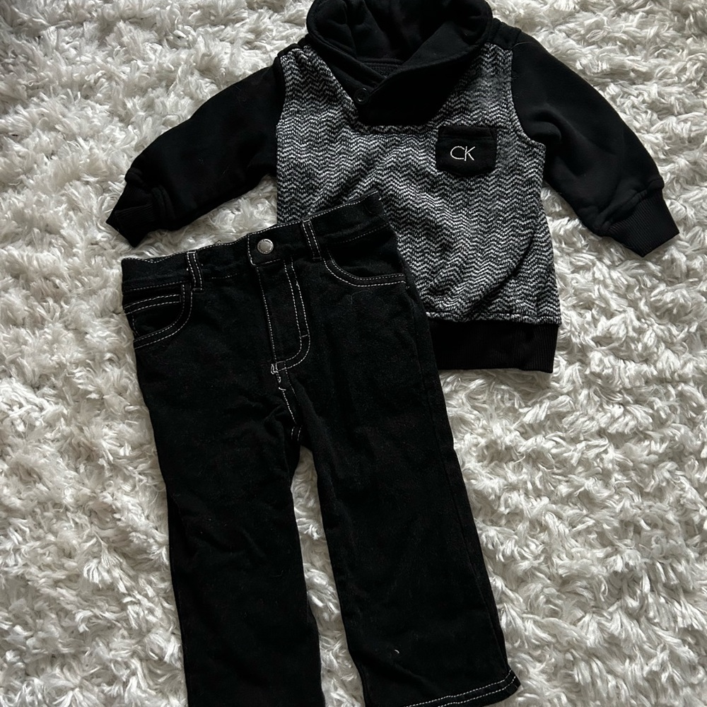 Calvin Klein Black and Gray Baby Set